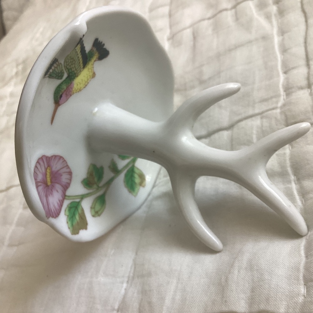 VINTAGE HIBISCUS & HUMMINGBIRD MULTI RING HOLDER - Picture 7 of 7